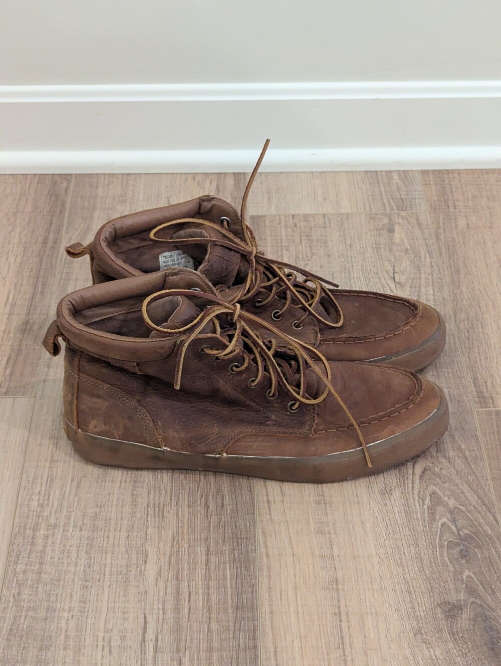 Polo Ralph Lauren Tedd Waxy Pull Up Leather Chukka Boots Men's 10.5D Brown - Picture 2 of 12
